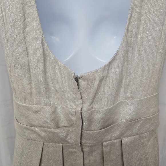 J. Crew Dress Pewter Babydoll Sleeveless Shimmery Linen Blend Ruched 6 NWT - Picture 6 of 11